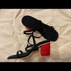 Rafa Simple Sandal with Chunky Heel - black/red size6